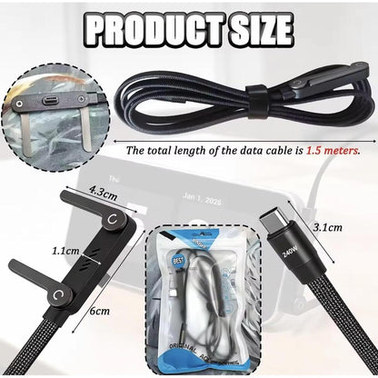 2 in 1 Invisible Holder Charger Cable | 240W USB C to USB C Fast Charging Cable